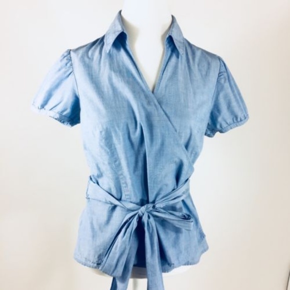 loft chambray wrap top